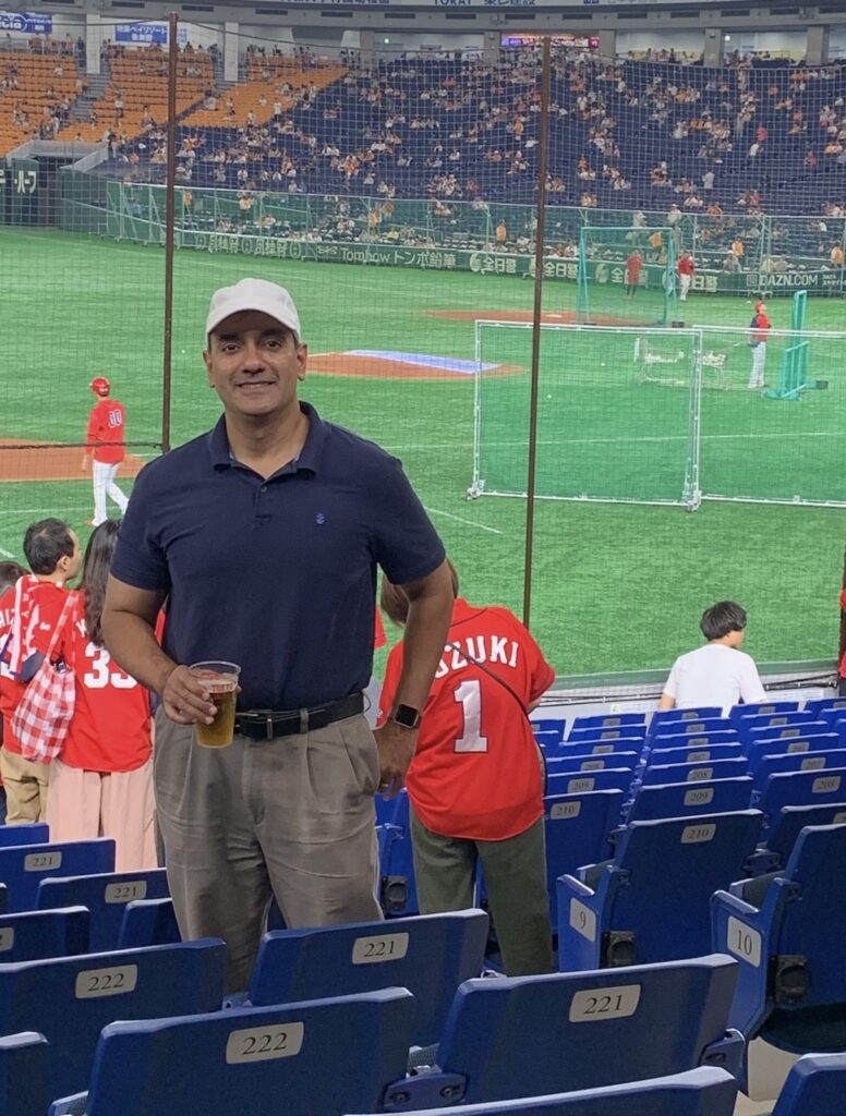At a baseball game with colleagues during an Integrating the Healthcare Enterprise (IHE) meeting in Japan